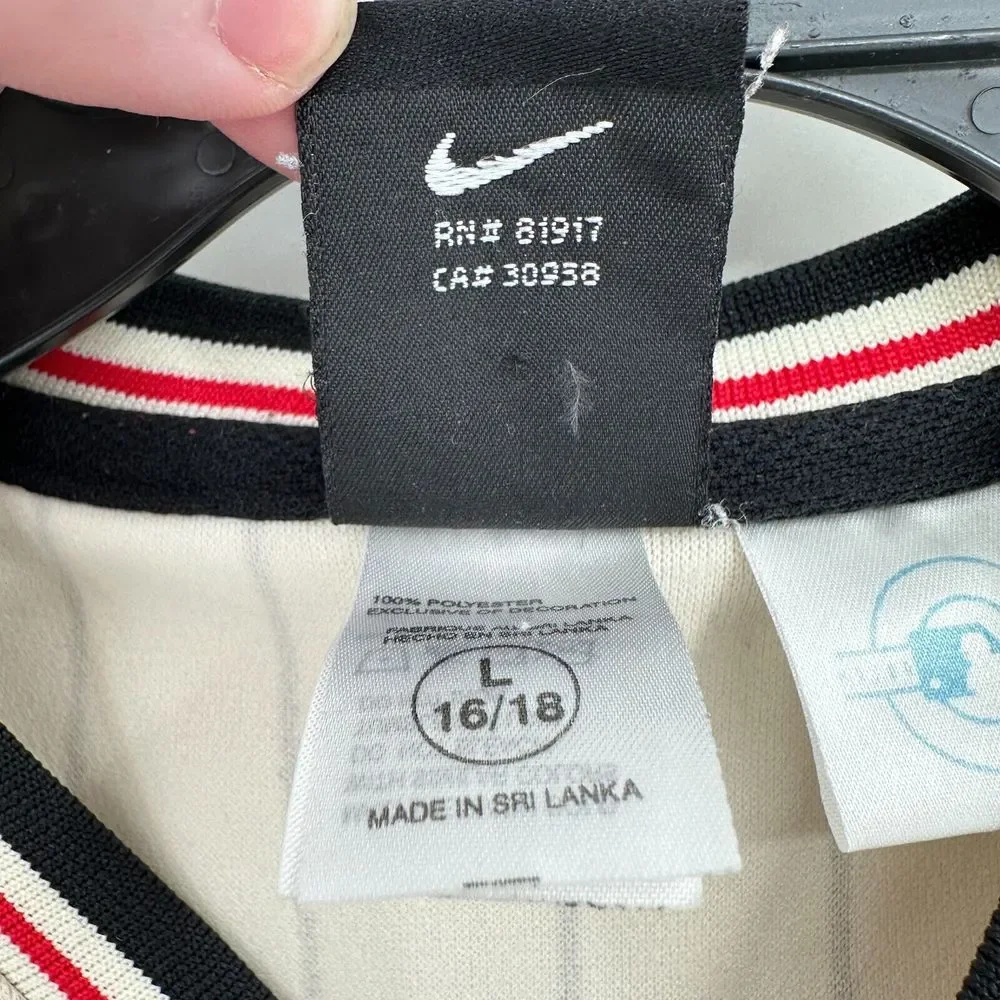 Vintage Nike Jersey Top Kids L 16/18 Cream Black Streetwear Style Baseball Rare‎